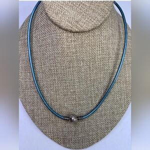 PANDORA LTD Edition TEAL LEATHER BRACELET 590714CTT-T1  20.7” Or A Necklace